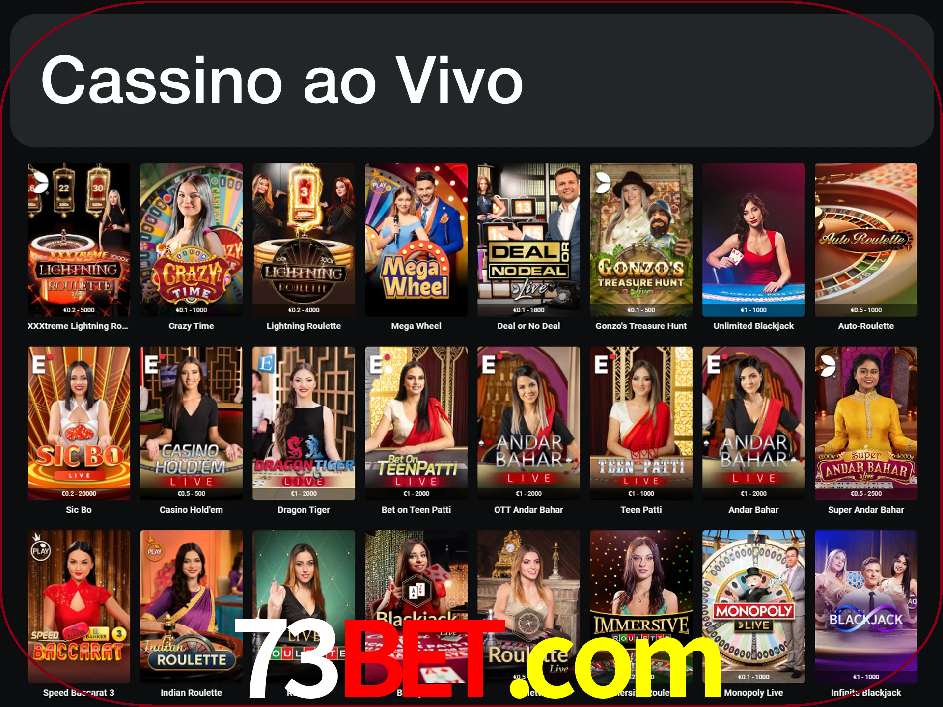 Jogue jogos de cassino com um verdadeiro dealer.