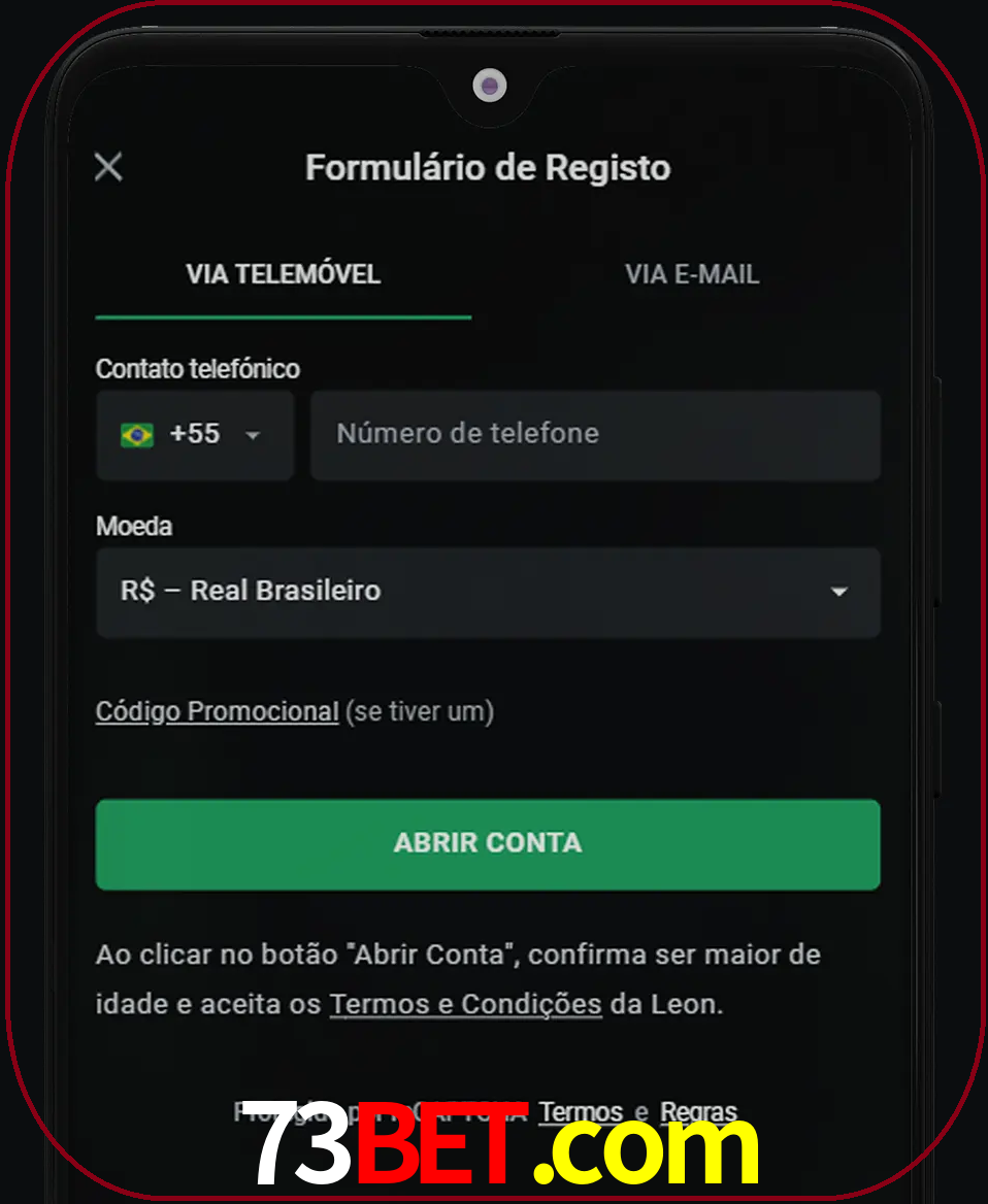 Abra o aplicativo e inicie o processo de registro.